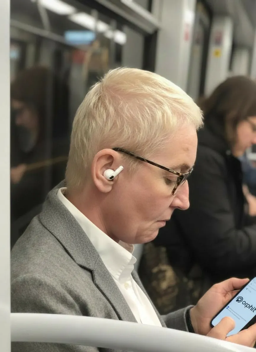 Bad fitting earbuds on a person's head